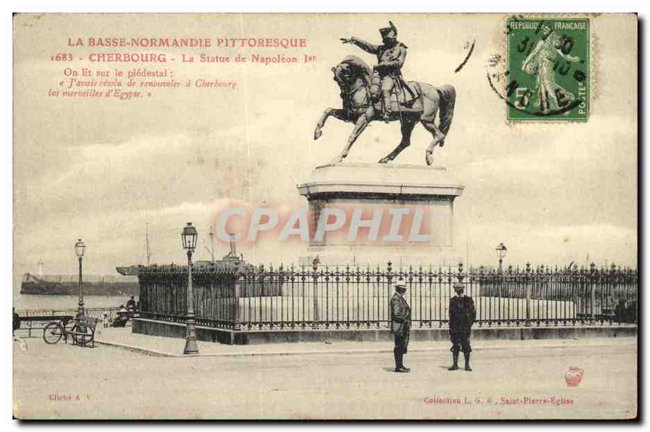 CPA Cherbourg La Statue de Napoleon 1er