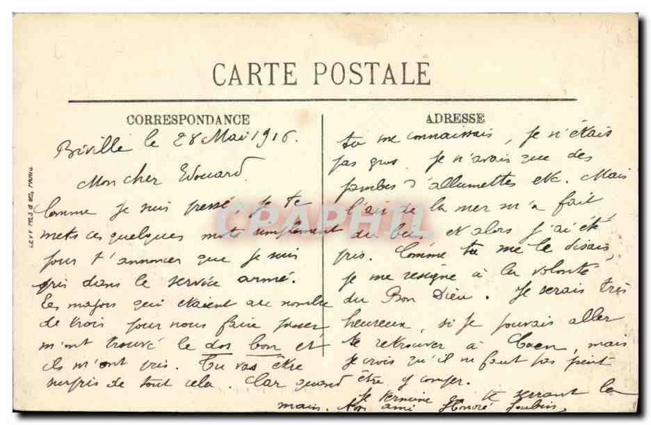CPA Environs de Cherbourg La Casterne Proteau 25eme regiment d infanterie Militaria  — Rückseite