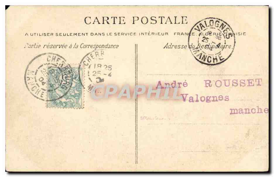 CPA De Cherbourg a Jobourg Auderville Les falaises — Verso