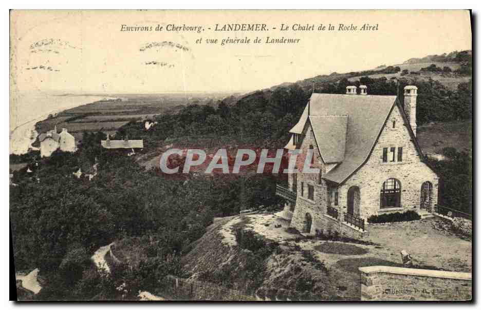 CPA Environs de Cherbourg Landemer Le Chalet de la Roche Airel et vue generale de Landemer