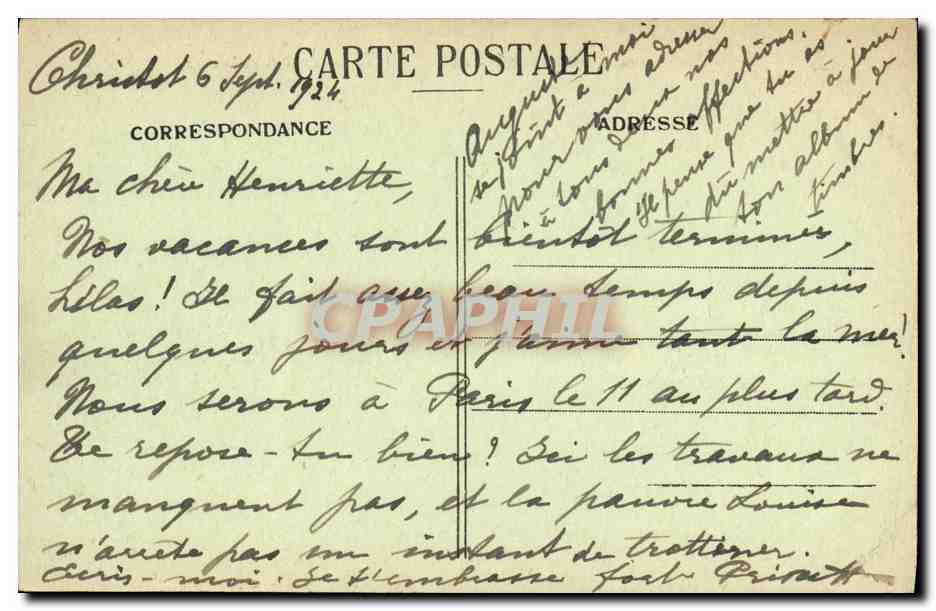 CPA Environs de Cherbourg Landemer Les Chalets et la Cote — Rückseite