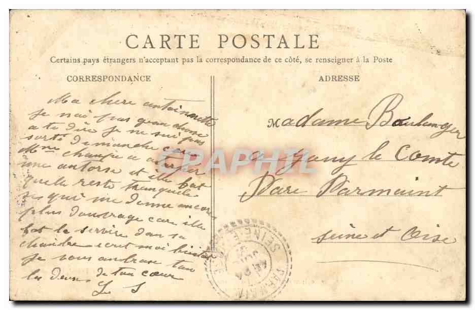CPA Cherbourg La Place de la Fontaine Tramway Picon — Rückseite