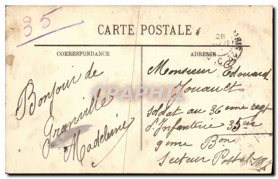 CPA Granville Eglise Saint Paul et le Monument du souvenir francais — Rückseite