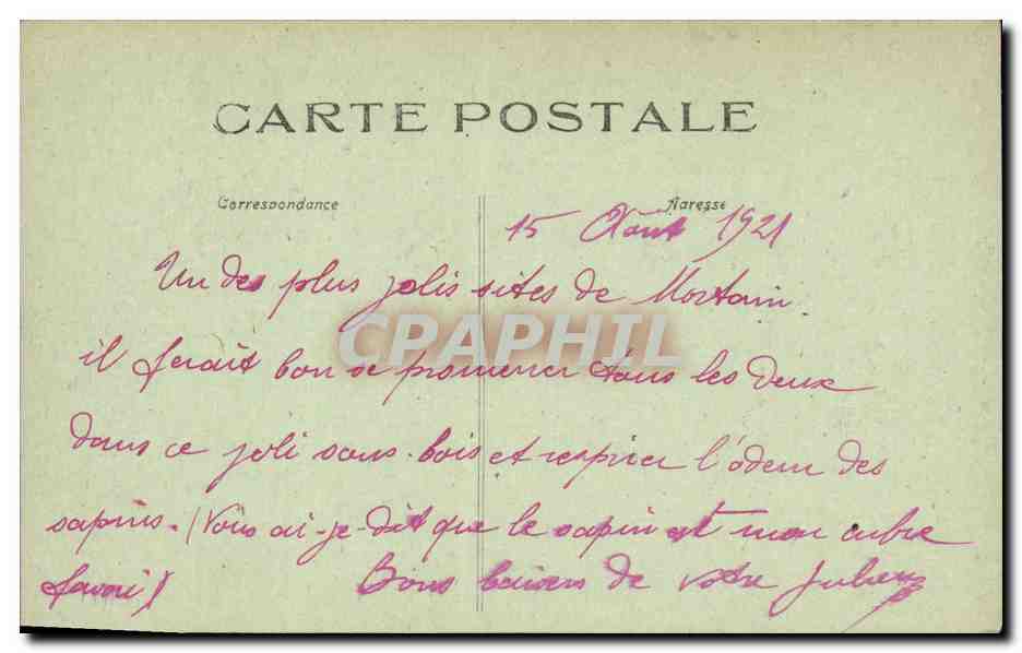 Mortain — Waldgebiet in Richtung der kleinen Kapelle St-Michel — Artaud et Nozaïs, gedruckt in Nantes — Rückseite