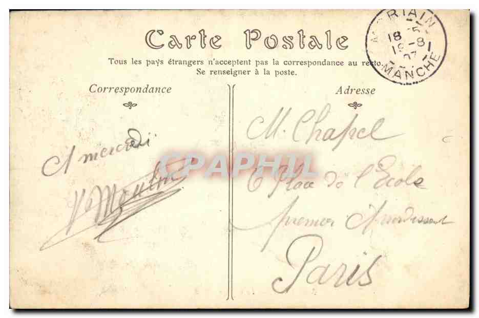 CPA Mortain Le College — Rückseite