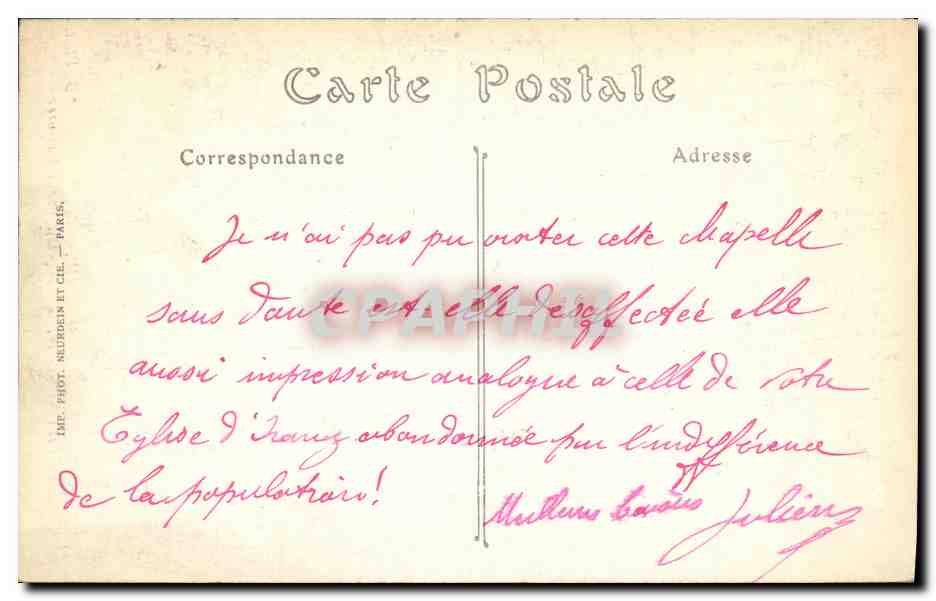 CPA Mortain Le Petit Seminaire la Chapelle Vue Interieure — Rückseite