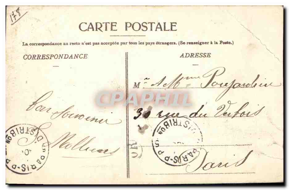 CPA Albert Portail et Clocher de la Vieille Eglise a la villa des rochers — Back