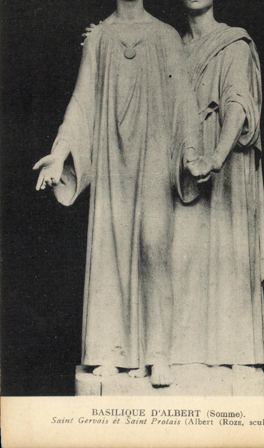 Saint Gervais et Saint Protais — statues dans la Basilique d'Albert (Somme) — sculptées par Albert Roze