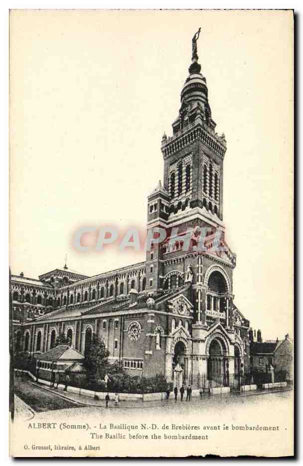 CPA Albert La basilique ND de Brebieres avant le bombardement Militaria