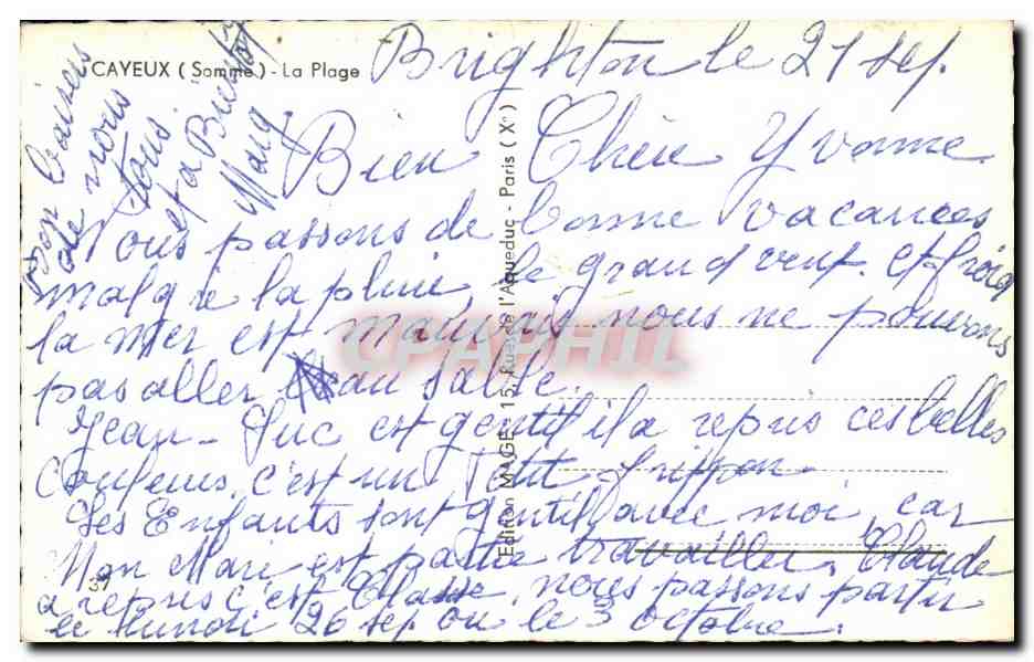 CPM Cayeux Sur Mer Les Cabines et la Plage — Rückseite