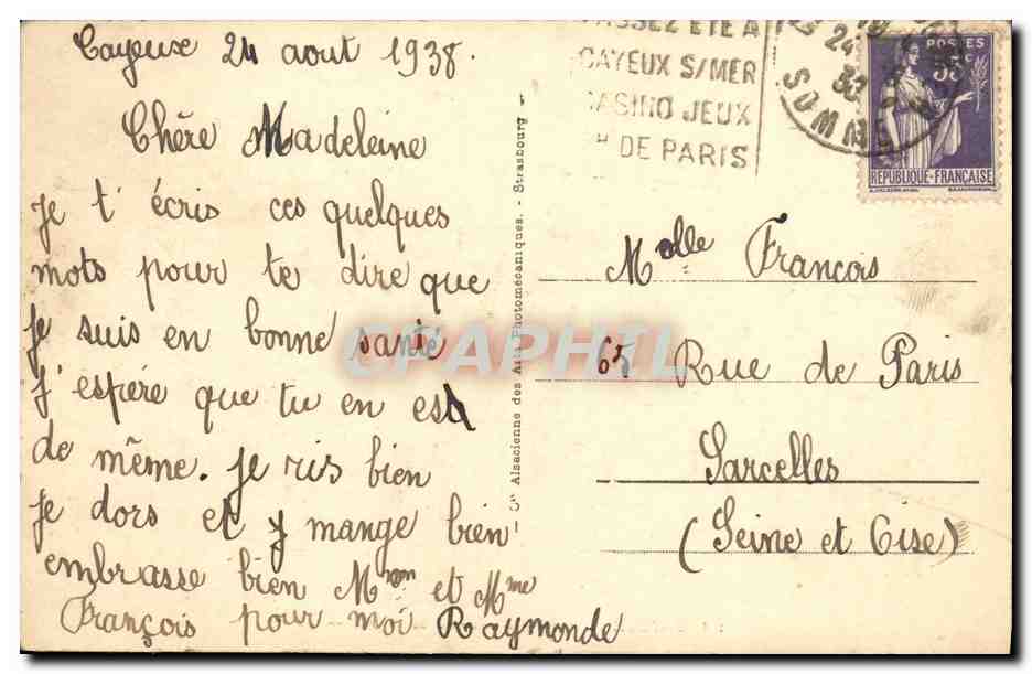 CPA Cayeux Sur Mer Boulevard de la Mer Dubonnet — Rückseite