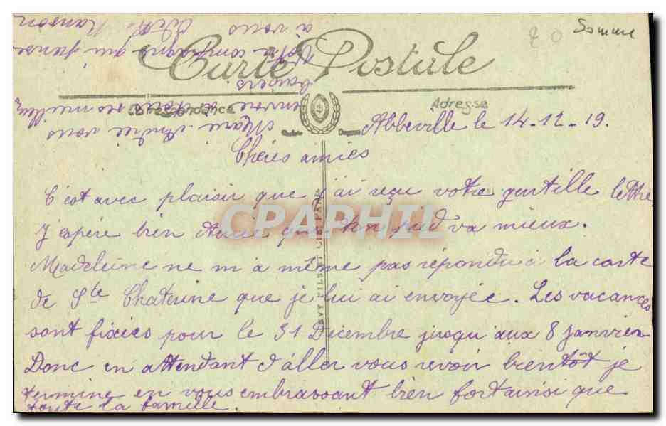CPA Abbeville Ponorama Vers la Place de L Amiral Courbet — Back