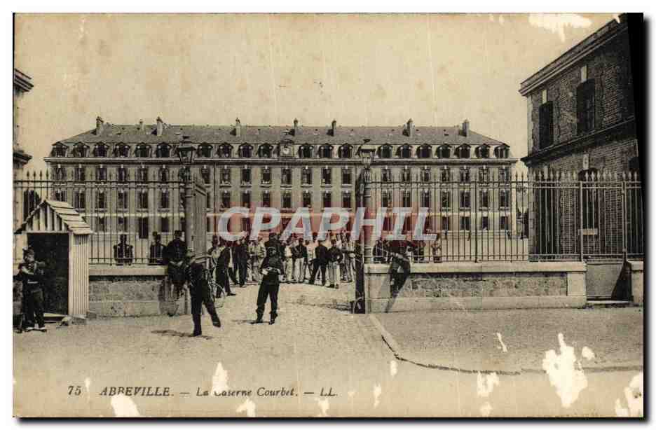 Antike Ansichtskarte Abbeville Die Courbet-Kaserne Militaria
