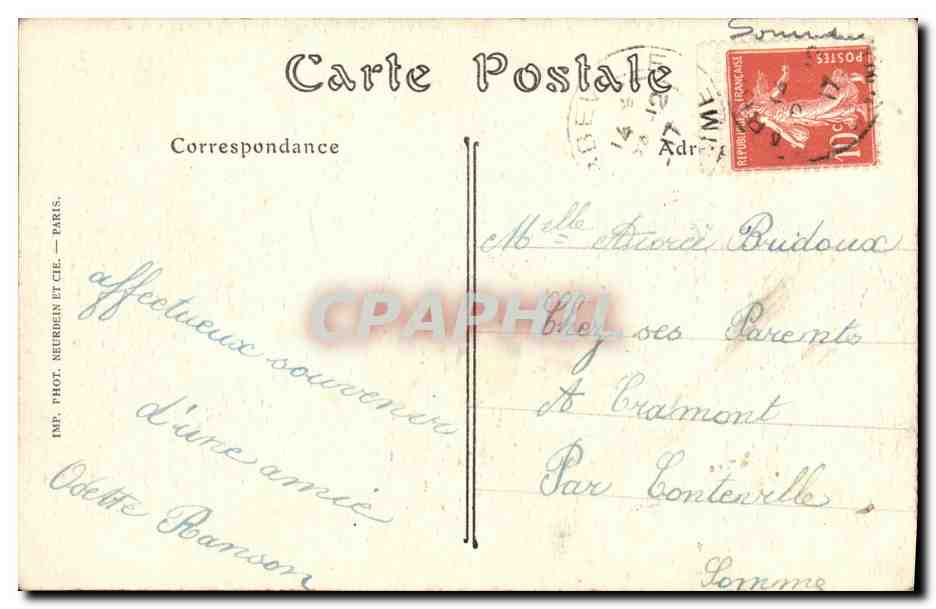 CPA Abbeville Place Saint Pierre La Statue de Lesueur — Back