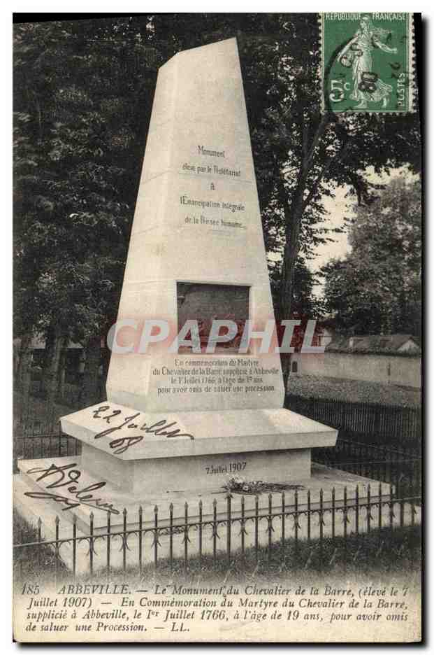 Abbeville — Monument du Chevalier de la Barre — éditeur L.L. n°185