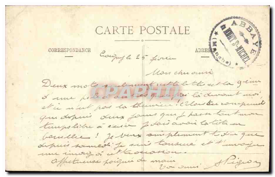 Mont-Saint-Michel — Klosterraum der Abtei des 13. Jahrhunderts — Sonderausgabe in der Abtei — Rückseite