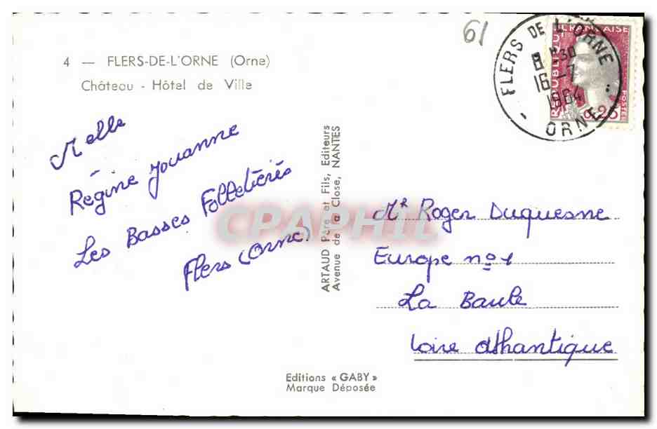 CPM Flers de L Orne Chateau Hotel de Ville — Rückseite