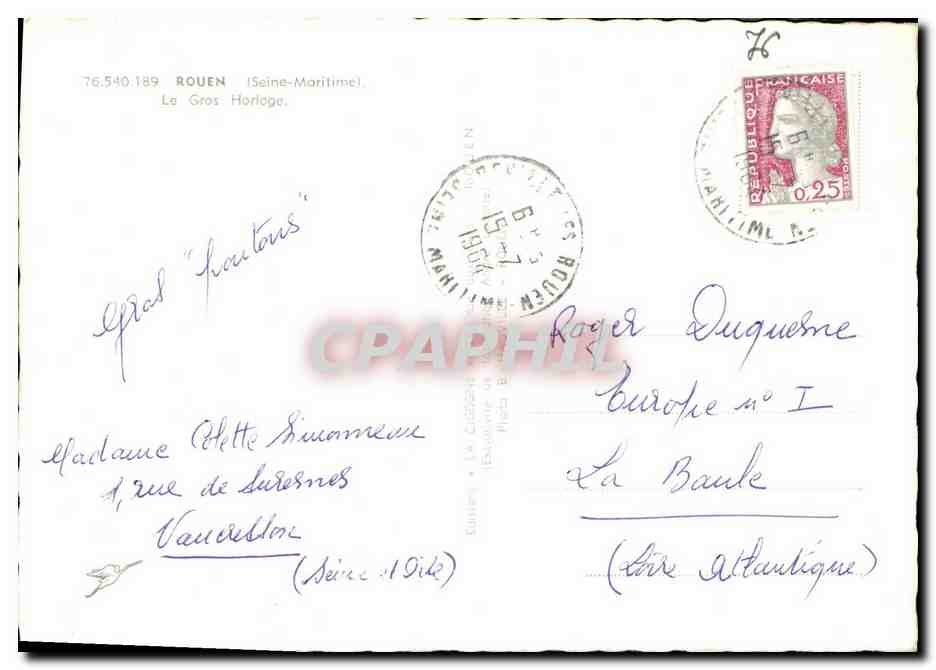 CPM Rouen Le Gros Horloge  — Verso