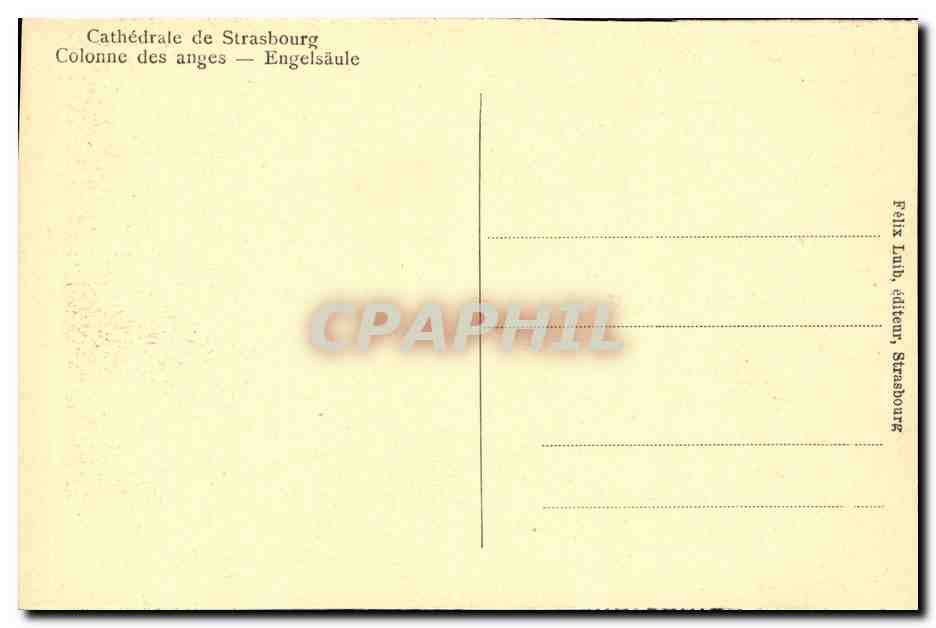 CPA Cathedarle de Strasbourg Colonne des anges — Verso