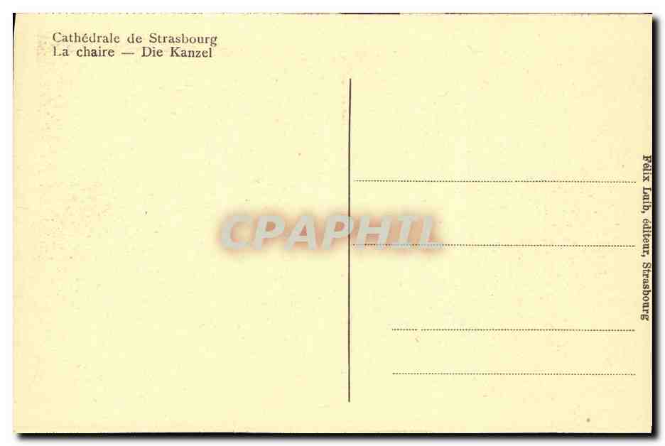 CPA Cathedarle de Strasbourg La chaire — Verso