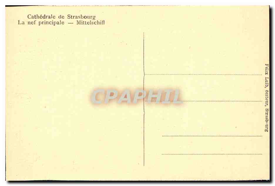 CPA Cathedarle de Strasbourg La nef principale  — Verso