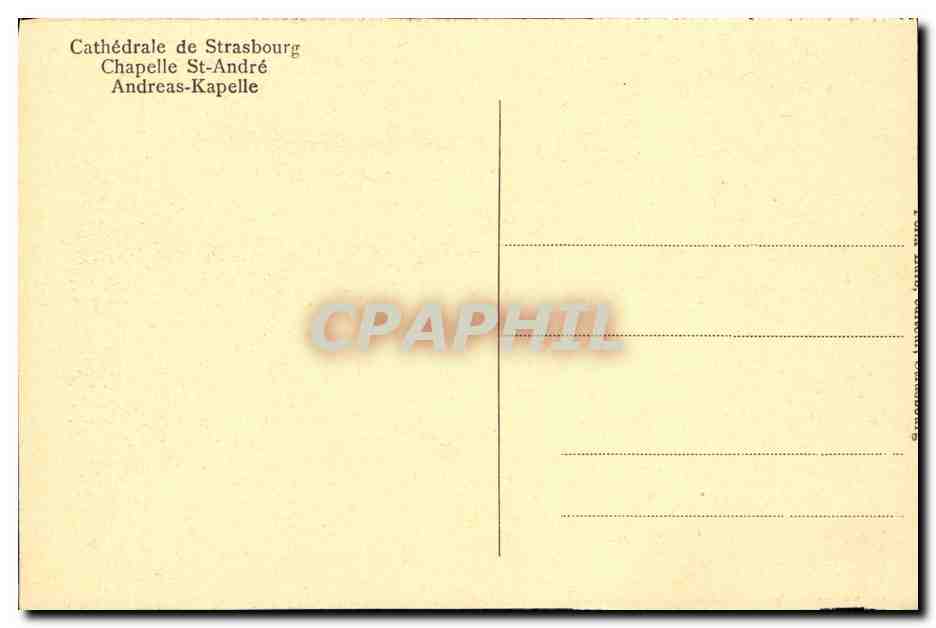 CPA Cathedarle de Strasbourg Chapelle St Andre  — Verso