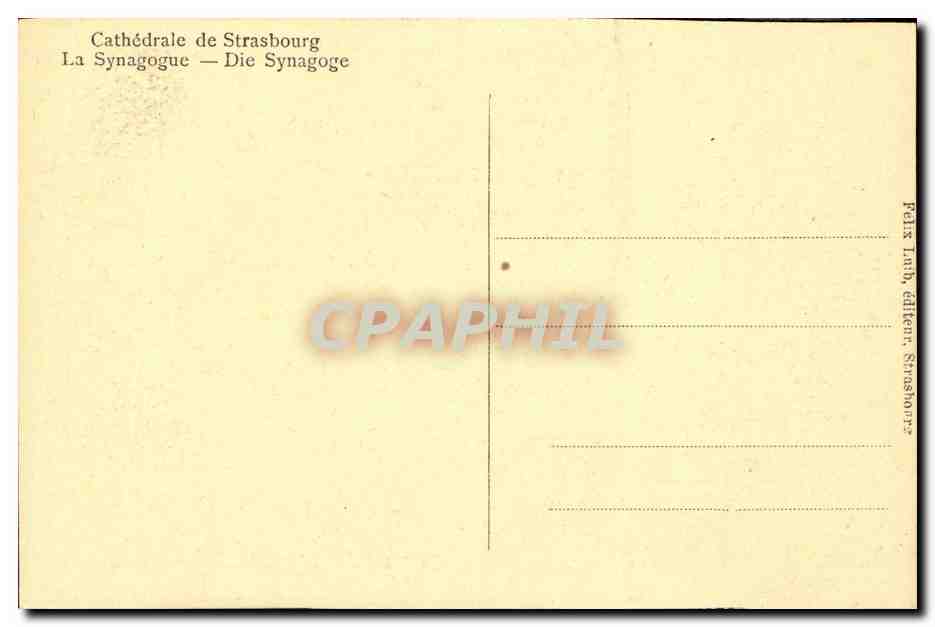 CPA Cathedarle de Strasbourg Synagogue  — Rückseite