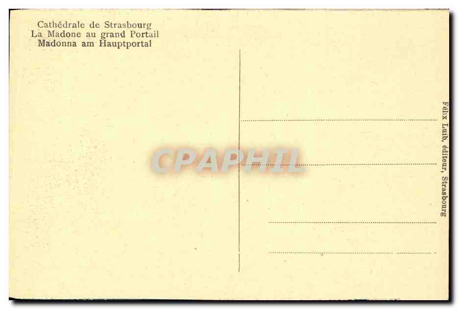 CPA Cathedarle de Strasbourg La Madone au grand Portail — Verso