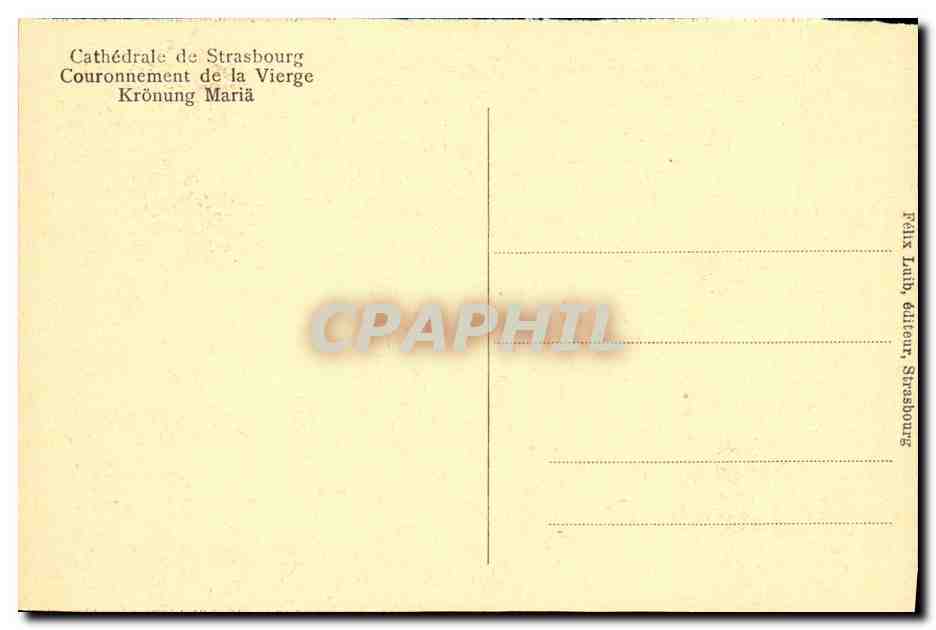 CPA Cathedarle de Strasbourg Couronnement de la Vierge — Verso
