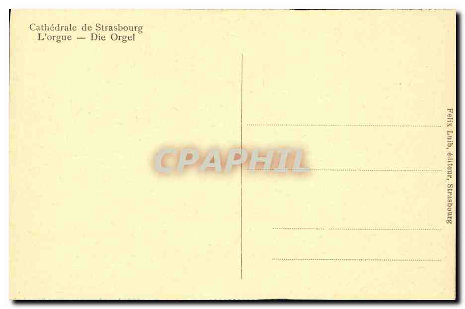 CPA Cathedarle de Strasbourg L orgue — Verso