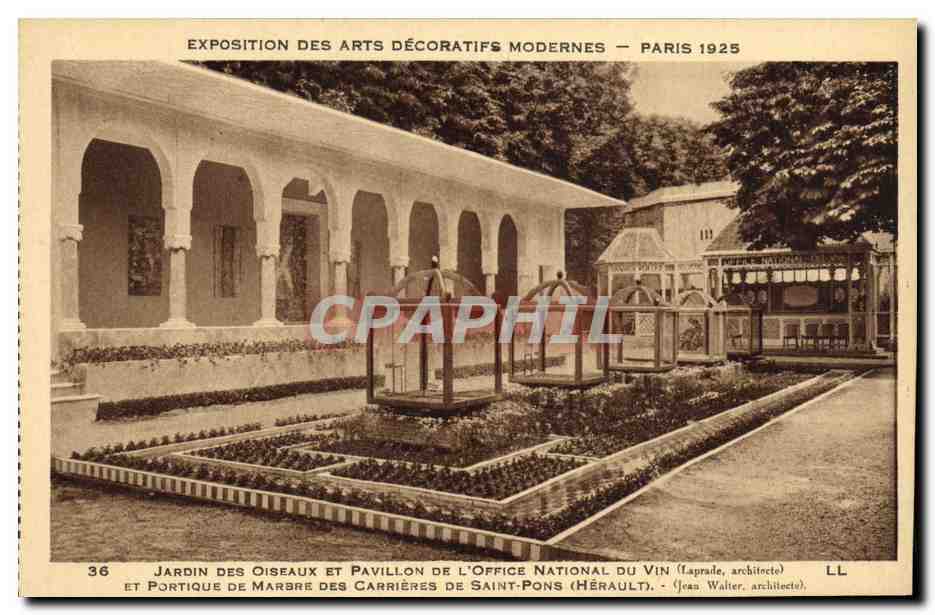 Jardin des Oiseaux et Pavillon de l'Office National du Vin — Exposition des Arts Décoratifs Modernes — Paris 1925