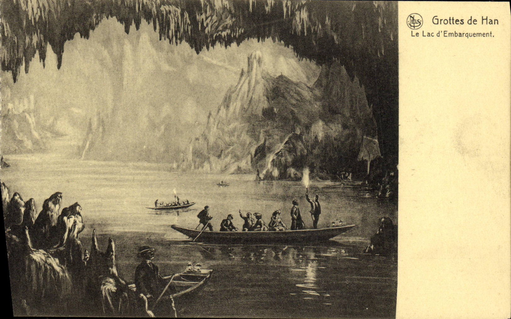 CPA Grottes de Han Le lac d Embarquement