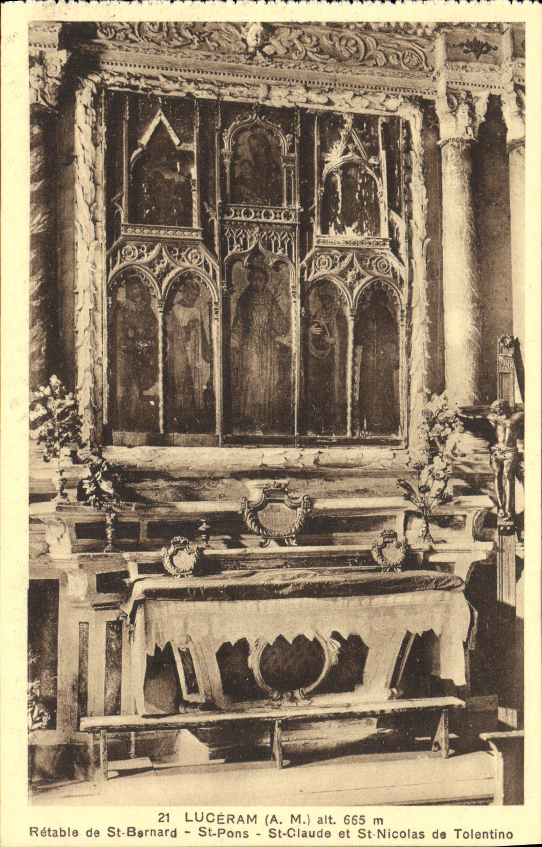 CPA Luceram Retable de St Pons St Claude et St Nicolas de Tolentino