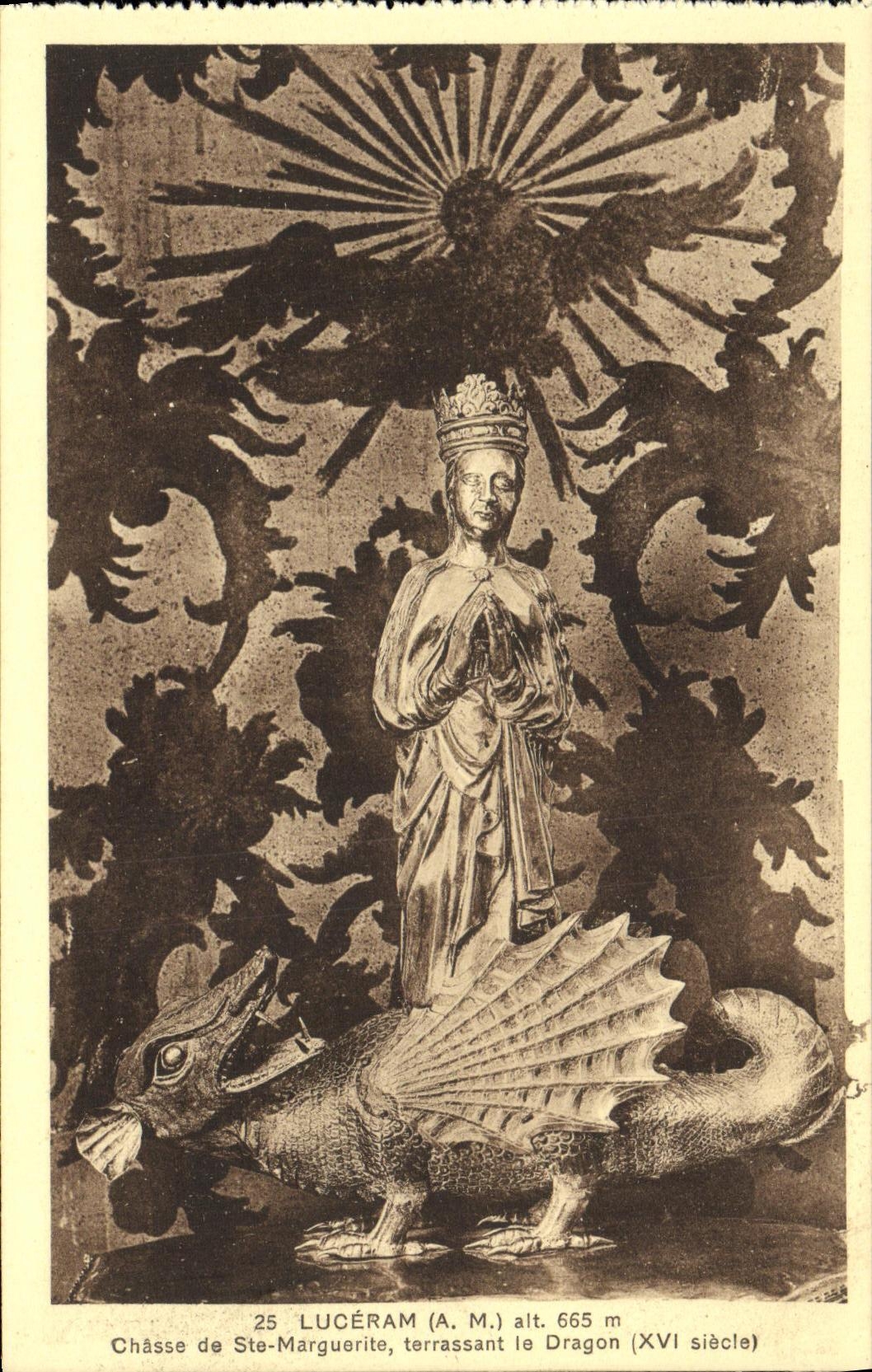 CPA Luceram Chasse de Ste Marguerite terrassant le Dragon