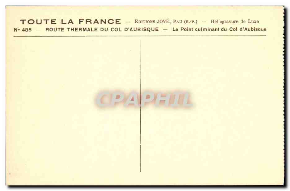 Route thermale du Col d'Aubisque — Point culminant — Éditions Jové, Pau (B.P.) — Reverso