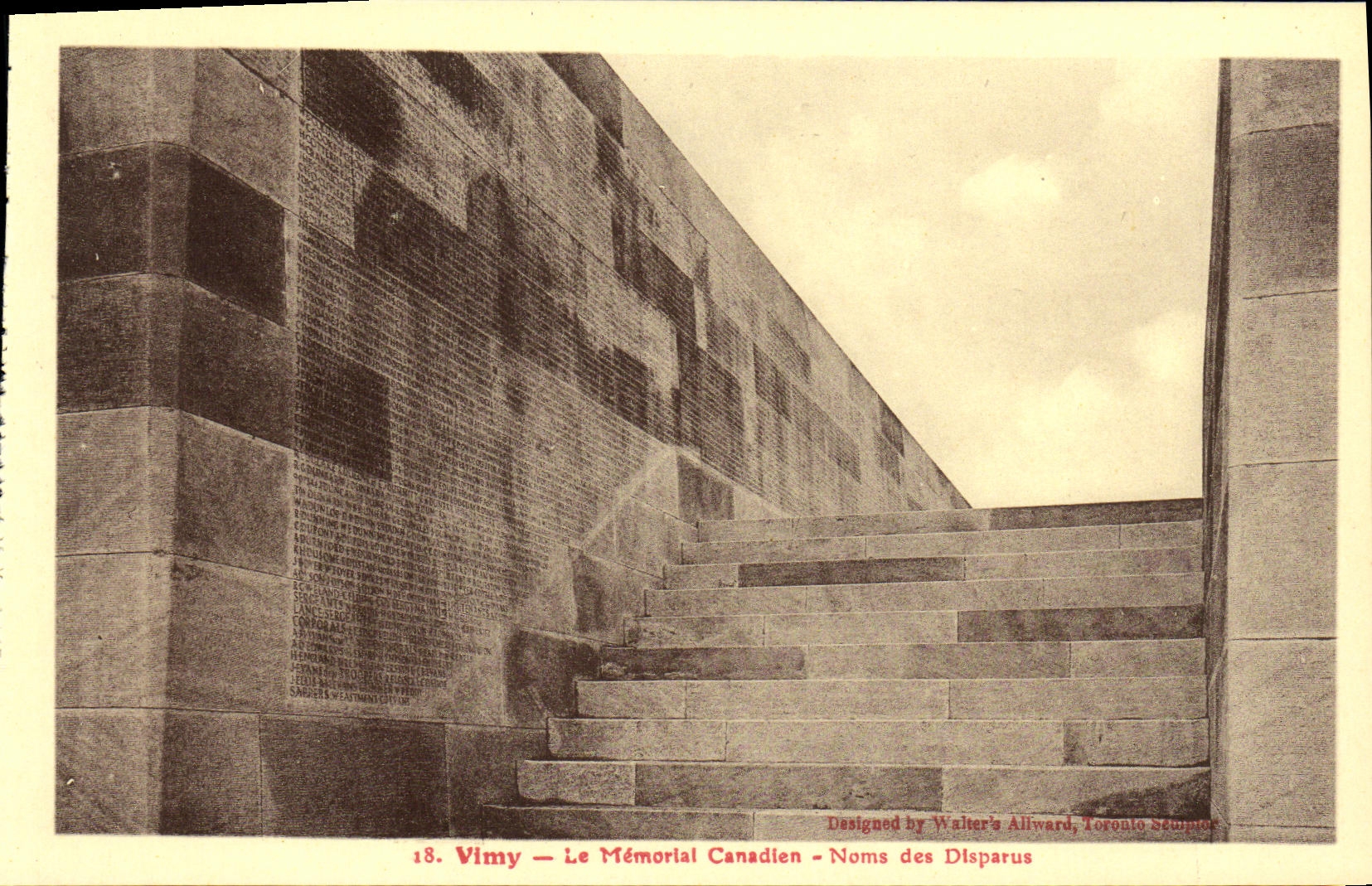 Vimy — Le Mémorial Canadien — Noms des Disparus — Designed by Walter Allward, Toronto