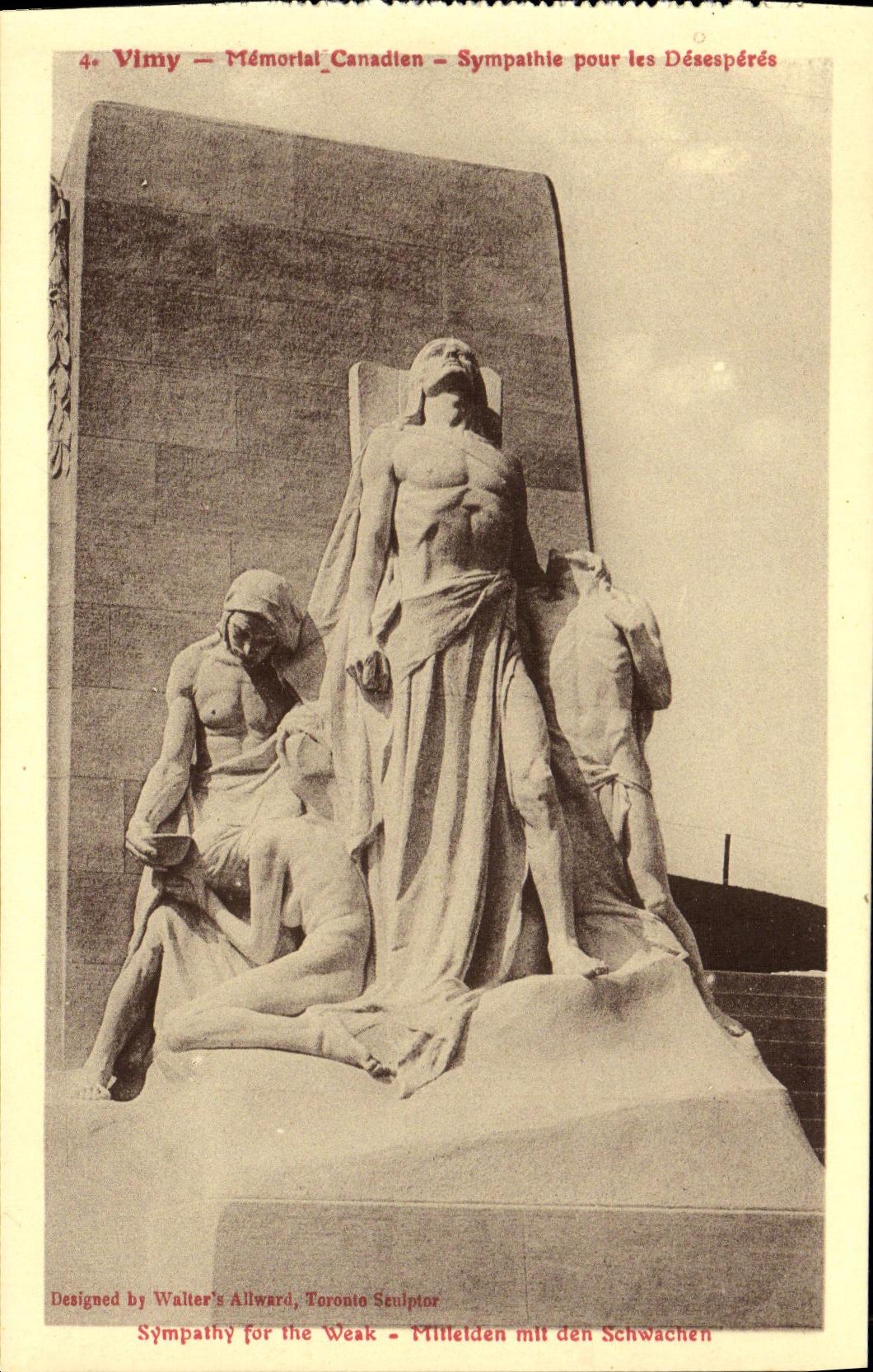 Vimy — Mémorial Canadien — Sympathie pour les Désespérés — Designed by Walter Allward, Toronto Sculptor
