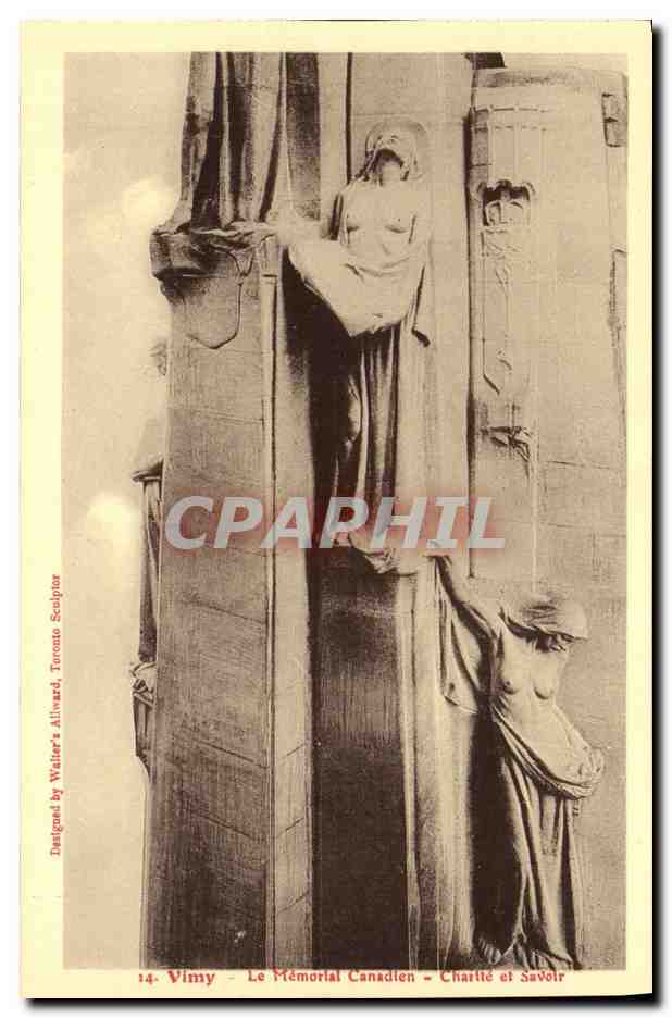 CPA Vimy Le Memorial Canadien Charite et Savoir Militaria