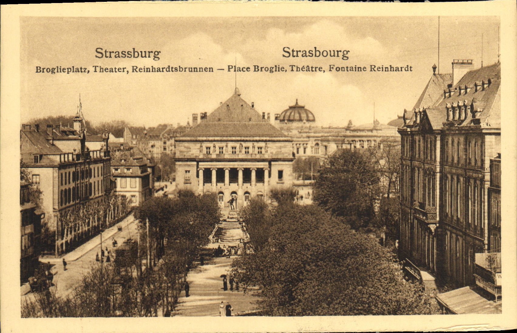 CPA Strassburg Place Broglie Theatre Fontaine Reinhardt