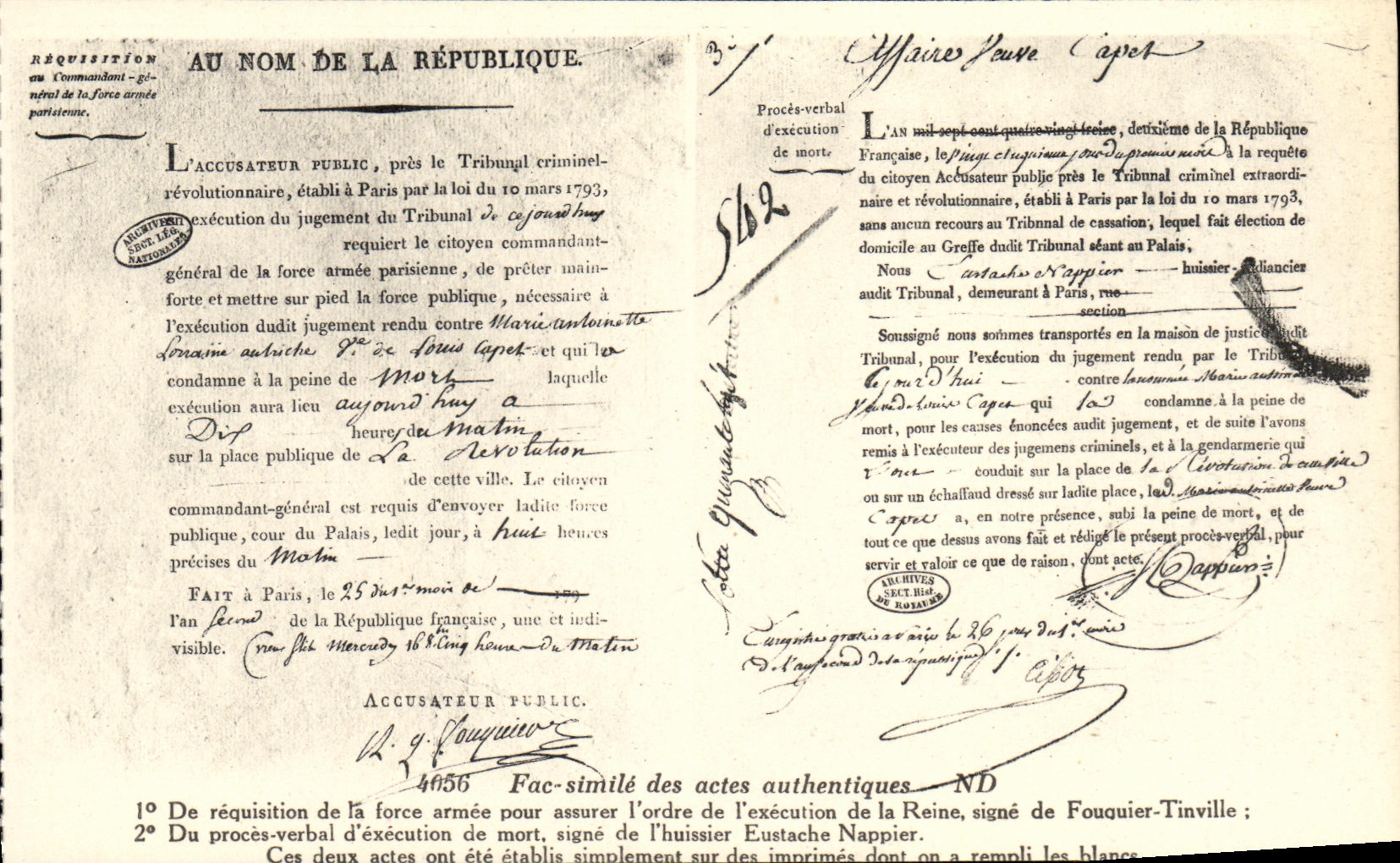 CPA Revolution Francaise Fac simile des actes authentiques