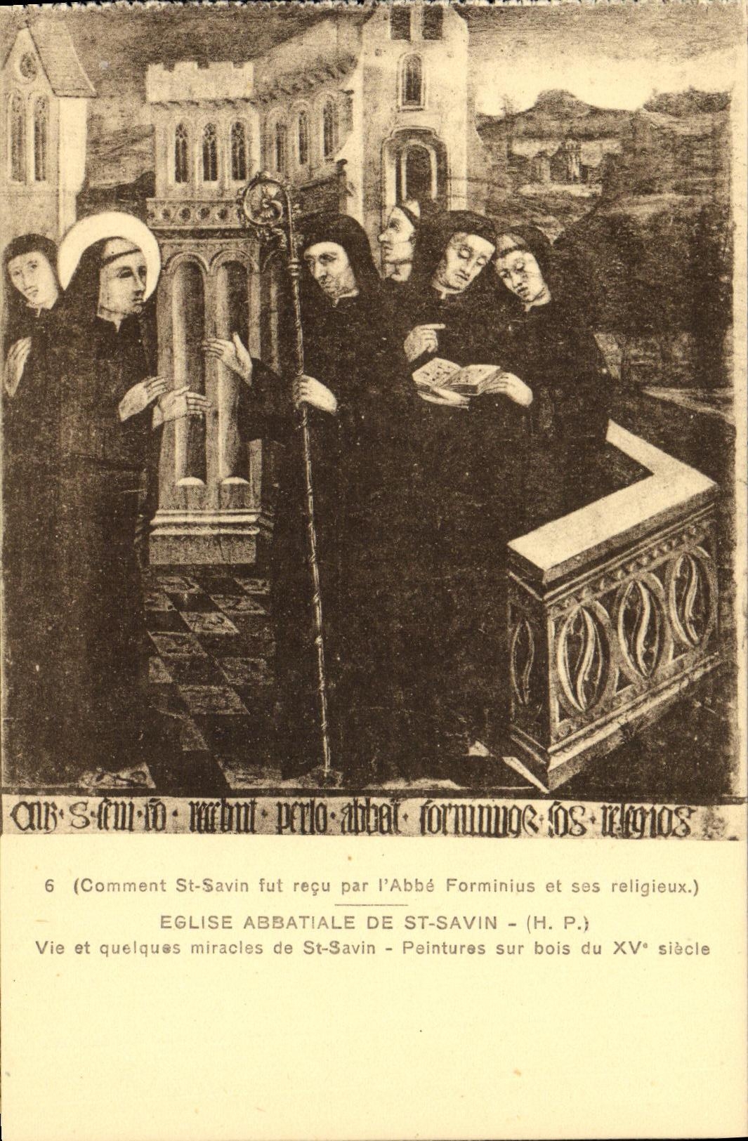 CPA Eglise Abbatiale de St Savin Vie et quelques miracles de St Savin Peintures sur bois du 15eme Abbe Forminius 