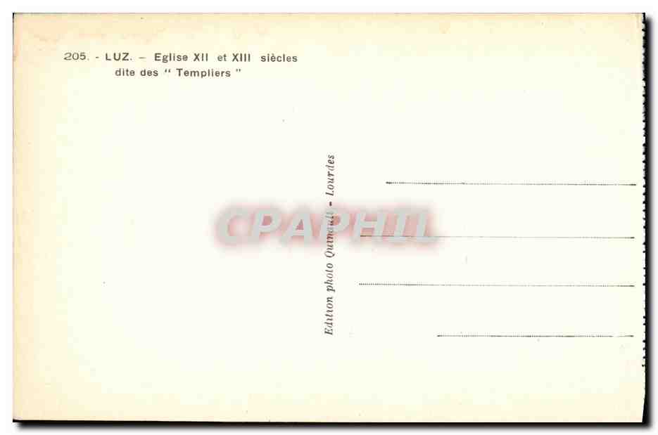 CPA Luz Eglise Xll et Xlll siecles dite des Templiers — Verso