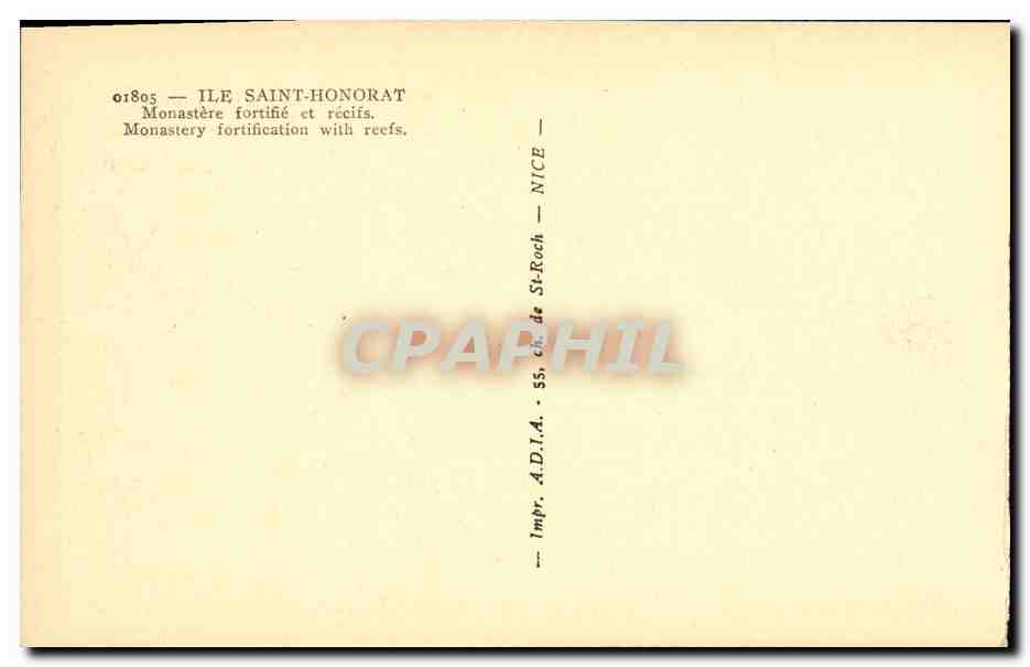 CPA Ile Saint Honorat Monastere fortifie et recifs — Verso