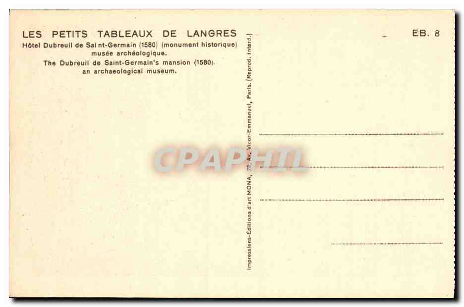 Hôtel Dubreuil de Saint-Germain — musée archéologique — Éditions d'art MONA — Reverso