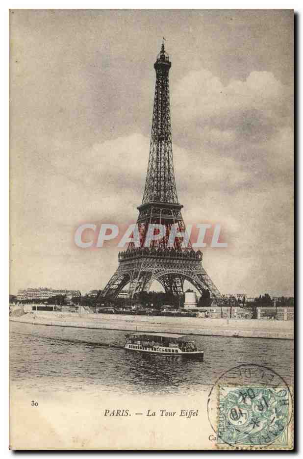 CPA Paris La Tour Eiffel La Seine et le Champ de Mars Peniche