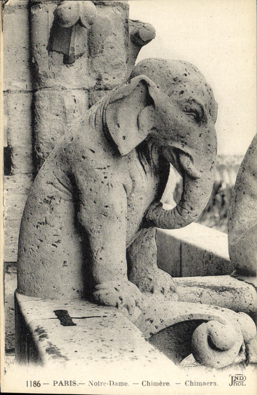 CPA Paris Notre Dame Chimere Elephant