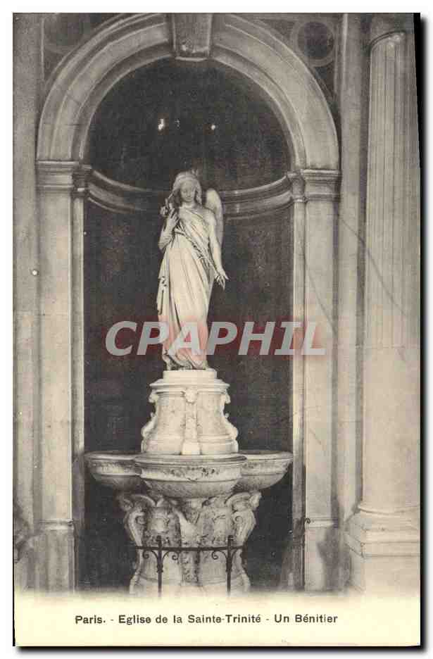 CPA Paris Eglise de la Sainte Trinite Un benitier