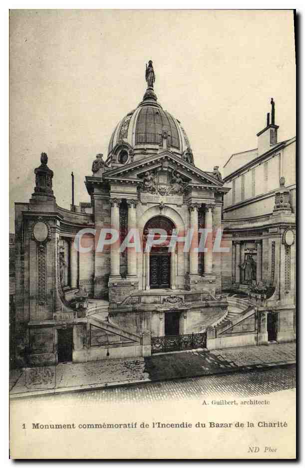 CPA Paris Monument Commemoratif de l incendie du bazar de la charite