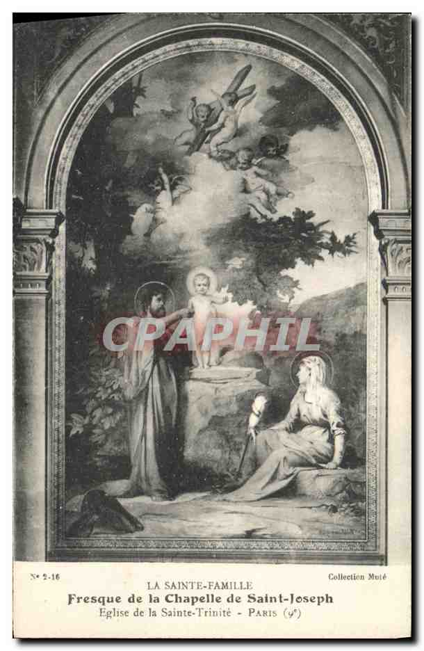 CPA Paris Fresque de la Chapelle de Saint Joseph Eglise de la Trinite