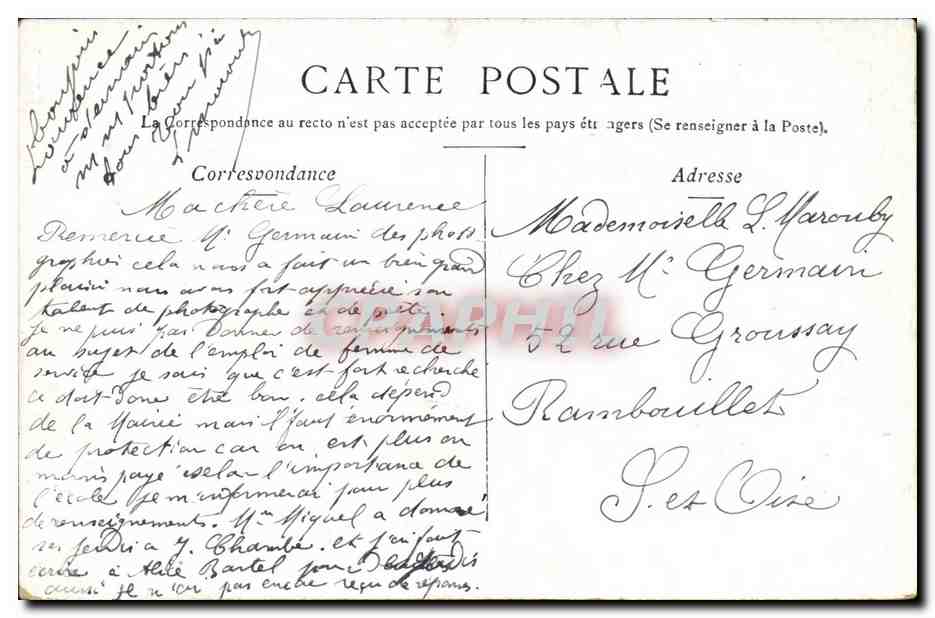 CPA Paris Banque De France — Verso